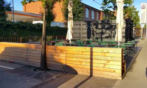 Outdoor seating at Presswerk in Arbon