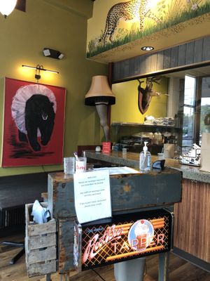 Fun entrance to restaurant. That’s where the fun ends for vegans. at The Electric Cheetah in Grand Rapids