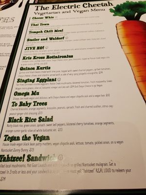 Plenty on the vegan menu... at The Electric Cheetah in Grand Rapids