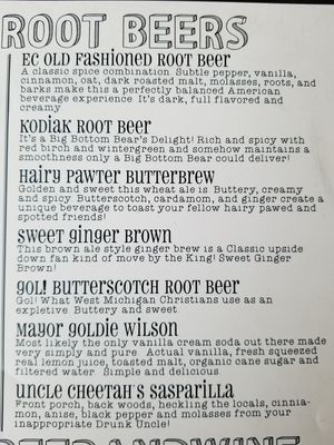 root beer options on main menu at The Electric Cheetah in Grand Rapids