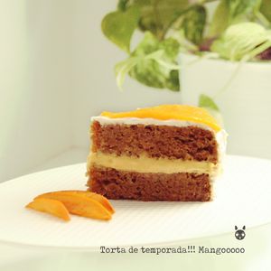 Vanilla cake + mango sauce +  coconut cream at Mononoke in Medellin