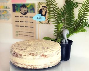 Carrot cake + almond cream at Mononoke in Medellin