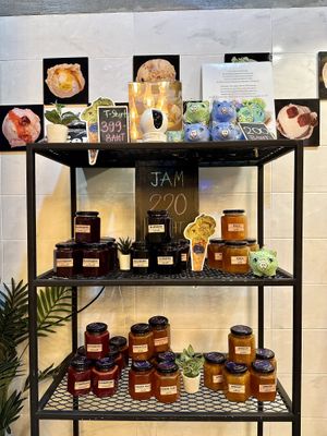 Jars of jam for 220 baht   at 7 Senses Gelato Studio in Chiang Mai