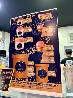 Prices   at 7 Senses Gelato Studio in Chiang Mai