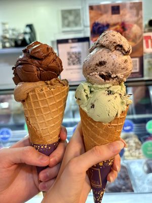 Chocolate and coffee, Oreo and mint choc  at 7 Senses Gelato Studio in Chiang Mai