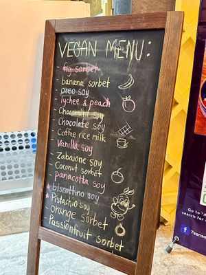 Today’s vegan menu   at 7 Senses Gelato Studio in Chiang Mai