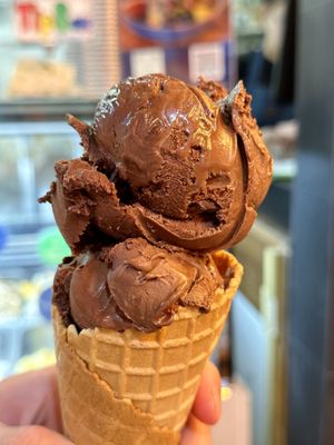 Large cone, 1 scoop: Chocolate soy (114 THB)  at 7 Senses Gelato Studio in Chiang Mai