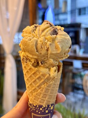 Medium cone, 1 scoop: Biscottino (109 THB)  at 7 Senses Gelato Studio in Chiang Mai