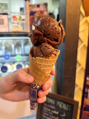Large cone, 1 scoop: Chocolate soy (114 THB)  at 7 Senses Gelato Studio in Chiang Mai