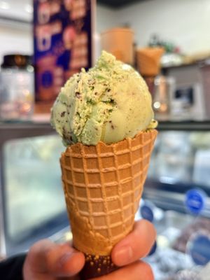 Large cone, 1 scoop: Chocomint soy (114 THB)  at 7 Senses Gelato Studio in Chiang Mai