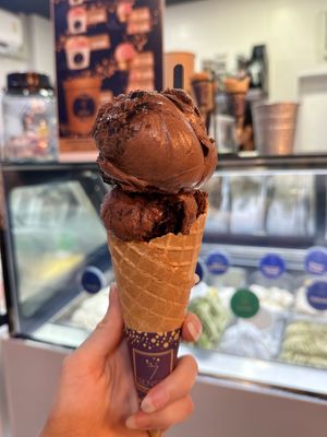 Large cone, 1 scoop: Chocolate soy (114 THB)  at 7 Senses Gelato Studio in Chiang Mai