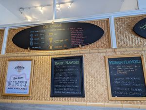 menu at Artisan Ice Cream by Cafe de Amis in Paia