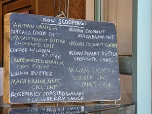 Vegan flavors of the day at Artisan Ice Cream by Cafe de Amis in Paia