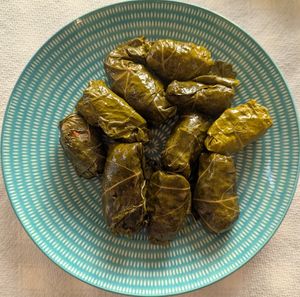 stuffed vine leaves at Cafe12 in Crete