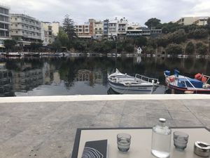 View onto the lake at Cafe12 in Crete