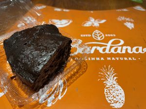 Sugar free and gluten free brownie  at Bardana Cozinha Natural in Rio De Janeiro