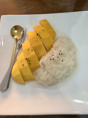 Mango sticky coconut rice  at David's Restaurant in Phnom Penh