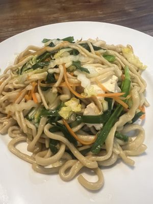 Handpulled noodles with vegetables and tofu   at David's Restaurant in Phnom Penh