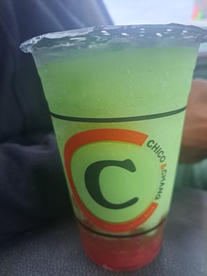 Kiwi Slushie with Strawberry Popping Bobba at Chico & Chang in Macon