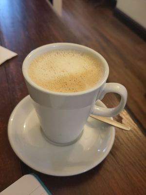 Latte at Mrs Bridges Tea Rooms in Leicester