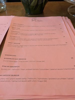 Menu at Ranny Ptaszek in Krakow