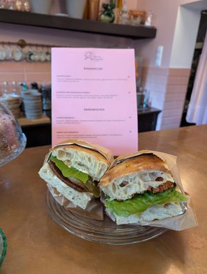 Menu and sandwiches at Ranny Ptaszek in Krakow