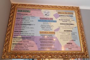 Menu at The Lab in Lugano