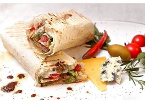 Wrap “Italy” with Parmesan, Feta, Roquefort cheese at Indigo Shanti-Cafe in Uzhhorod