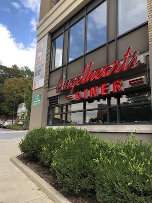 View of the diner from outside. Very easy to find! at Angelhearts Donuts in Ithaca