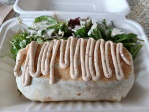 Good morning Ithaca burrito at Angelhearts Donuts in Ithaca