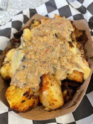 Breakfast fries  at Angelhearts Donuts in Ithaca