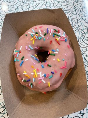 Strawberry donut  at Angelhearts Donuts in Ithaca