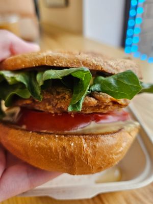 Crispy chicken sandwich  at Angelhearts Donuts in Ithaca