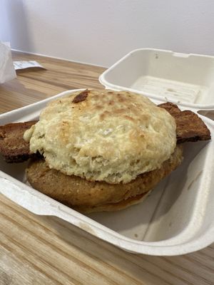 chicken and bacon biscuit   at Angelhearts Donuts in Ithaca
