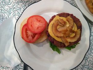 Beet burger :) at Angelhearts Donuts in Ithaca
