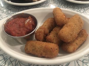 Mozzarella sticks with homemade cheese at Angelhearts Donuts in Ithaca