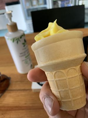 Free soft serve sample! Delicious! at Noo Moo Foods - Food Truck in Heidelberg West