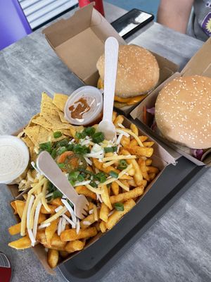 Nacho Fries, Culverland burger and Chicken Cheeseburger  at Noo Moo Foods - Food Truck in Heidelberg West