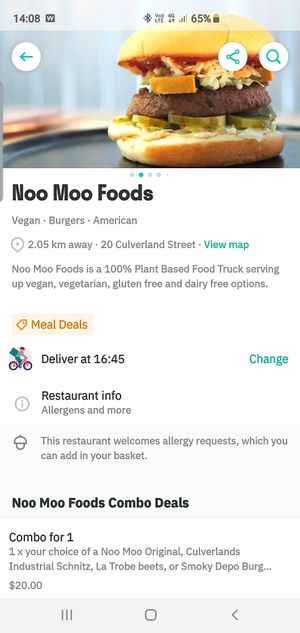 We are on deliveroo  at Noo Moo Foods - Food Truck in Heidelberg West