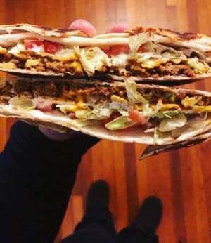 The infamous crunchy wrapper  at Dead Beet Eats in Kansas City