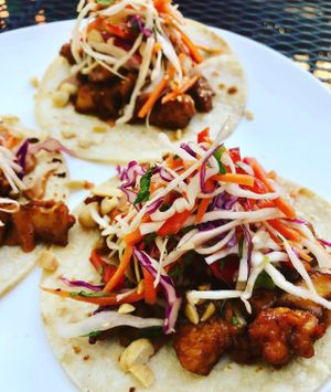 Sweet and spicy peanut tofu crunch tacos  at Dead Beet Eats in Kansas City