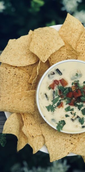 Our famous gluten free / nut free / soy free / diary free Queso dip at Dead Beet Eats in Kansas City