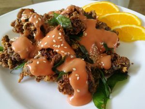 vegetarian fried mushroom  at Nature Vegetarian Guest House in Malacca