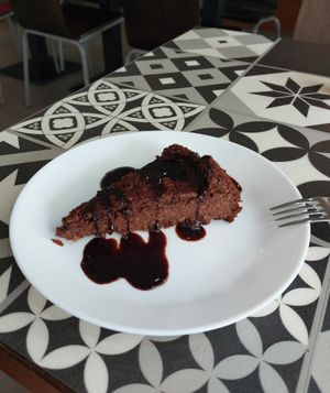 Chocolate cake at Vegan Story in Lisbon