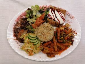 Seitan com molho de tomate at Vegan Story in Lisbon