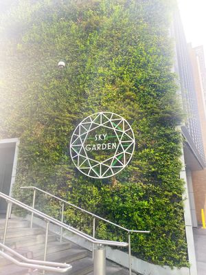 De groene muur bij binnenkomst  at Darwin Brasserie - Sky Garden in London