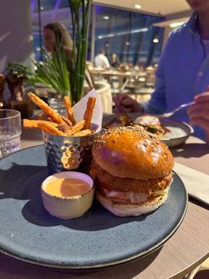 chickpea burger at Darwin Brasserie - Sky Garden in London