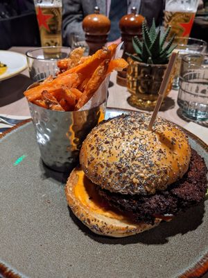 Chickpea and Walnut burger at Darwin Brasserie - Sky Garden in London
