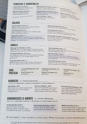 Menu at True Food Kitchen in Arlington