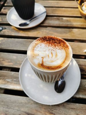 Oat milk flat white, quality coffee. at T @ the dials in Brighton